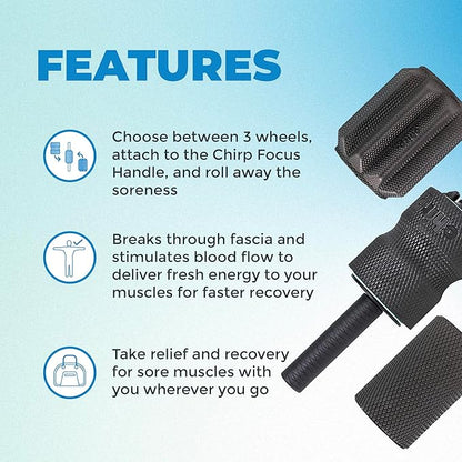 Chirp 3-in-1 Muscle Roller - Customizable Recovery Massager for Targeted Deep Tissue Massage, Pressure Point Relief for Back and Legs, Durable Foam Roller Supports up to 500 lbs, 4 x 4 x 24 inches
