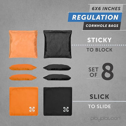 Professional Cornhole Bags - Set of 8 Regulation All Weather Double Sided - Sticky Side/Slick Side Bean Bags for Pro Corn Hole Game