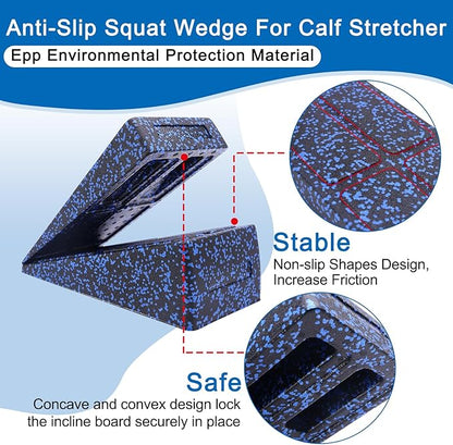 Slant Board Squat Wedge for Calf Stretchingï¼? Pcs 12" x 6.3" Foot Stretcher Balance Board for Plantar Fasciitis, Adjustable Foam Slant Board Wedge Great for Exercises