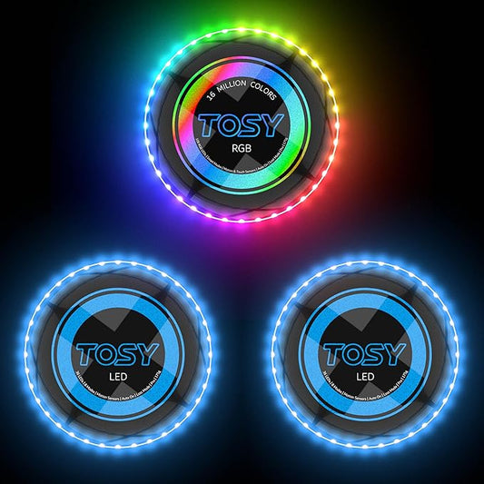 TOSY Bundle of 3 - RGB Black + 2X Blue - Frisbee 108 LEDs, 16 Million Colors