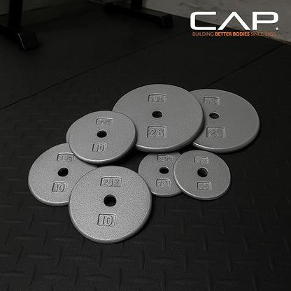 CAP Barbell Standard 1-Inch Cast Iron Weight Plates - Singles & Sets | 1.25-50 lbs | Multiple Options