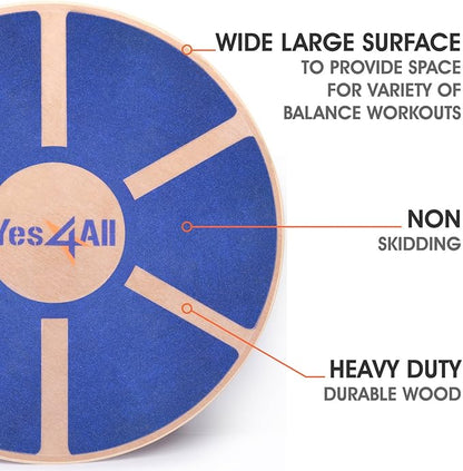 Yes4All Versatile Wooden Wobble Balance Board, Balance Trainer for Mobility Training, Standing Desk, Core Training, Exercise Balance Stability Trainer