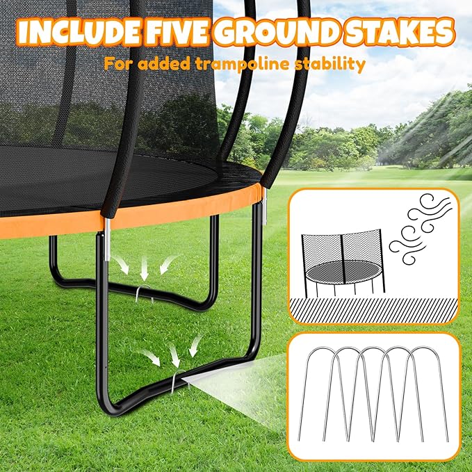 14FT & 16FT Trampoline for Kids & Adults, Big Round Trampoline with Basketball Hoop, Sprinkler & ASTM Certified