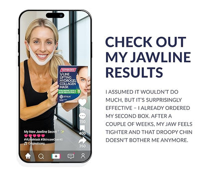 Stylia V Line Lifting Collagen Face Mask - Double Chin Strap for Women - Jawline Shaper Face Lift Tape - Neck Lift Collagen Mask - Chin Strap for Sleeping - Hyaluronic Acid, Aloe Vera, Cica 20PC