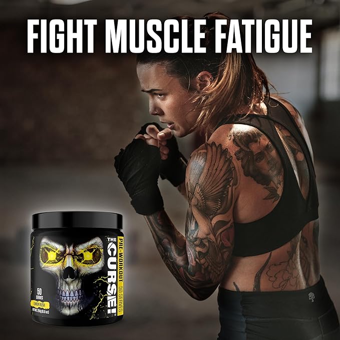 JNX SPORTS The Curse! Pre Workout Powder for Men & Women, Caffeine, Beta-Alanine, Creatine, L-Citrulline, 50 Servings, Lemon Rush Flavor ??Boost Energy, Strength & Focus