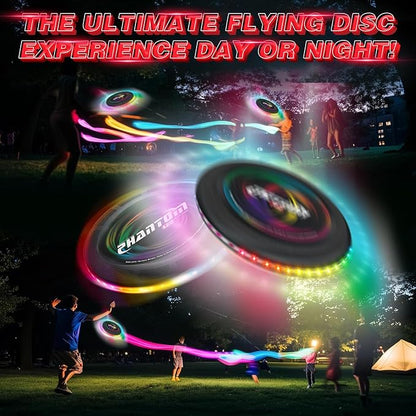 Light Up Flying Disc with 16 Millions Colors-45 LEDs & 13 Light Modes Flying Ring, Glow in The Dark Flying Disc for Adult Kid Teen Rechargeable&Waterproof Camp Beach Toy Birthday Gift