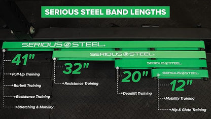 Serious Steel Fitness 32" Resistance Training Bands (Portable Exercise Band System Training Bands- Great for Individuals Under 5'10")