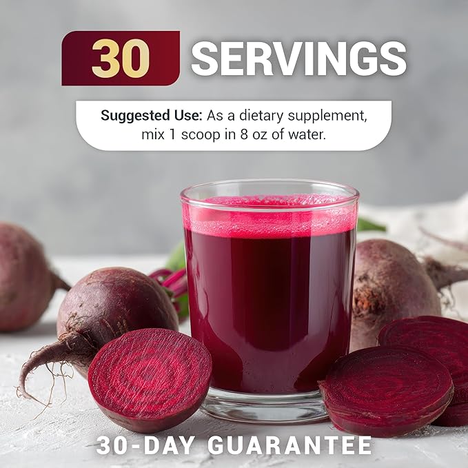 Dr. Berg Raw Organic Beet Powder from Real Earth-Grown Beets ??USDA Certified Organic Beet Root Powder to Support Nitric Oxide Levels, Energy, Blood Flow, & Heart Health* ??30 Servings