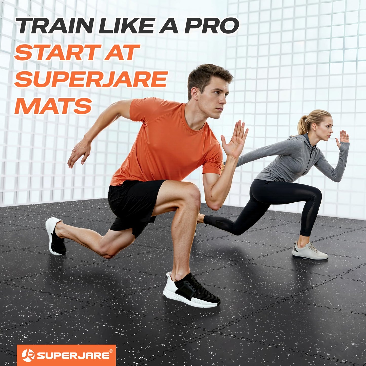 SUPERJARE 0.56'' Thick 48 Sq Ft Rubber Top Gym Flooring for Home Gym