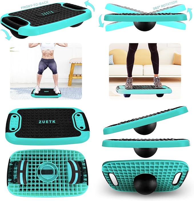 4-In-1 Aerobic Balance Board and Step Up Exercise Platform - Adjustable Multifunctional Balance Board Slant Board, Steppers for Exercise - Home Workout Non Slip Stepper Platform