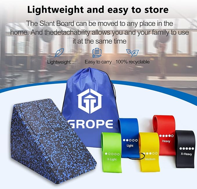 Slant Board Squat Wedge for Calf Stretchingï¼? Pcs 12" x 6.3" Foot Stretcher Balance Board for Plantar Fasciitis, Adjustable Foam Slant Board Wedge Great for Exercises