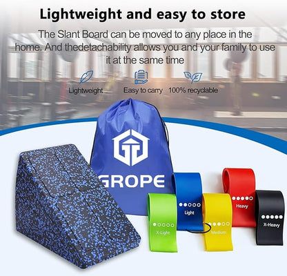 Slant Board Squat Wedge for Calf Stretchingï¼? Pcs 12" x 6.3" Foot Stretcher Balance Board for Plantar Fasciitis, Adjustable Foam Slant Board Wedge Great for Exercises