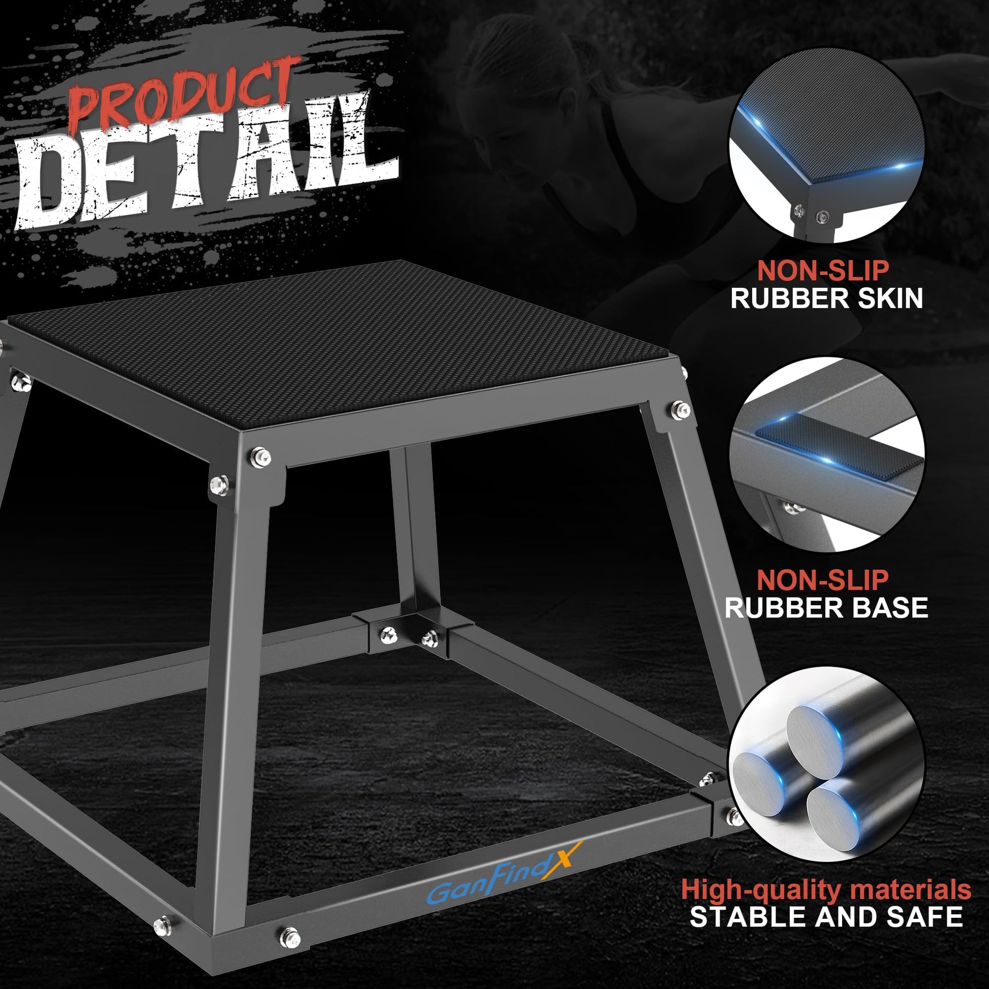 GanFindX Plyometric Jump Box, 18Inch Steel Platform for Fitness Training