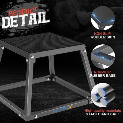 GanFindX Plyometric Jump Box, 18Inch Steel Platform for Fitness Training