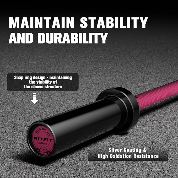 RITFIT Olympic Barbell 4ft/4.8ft/6ft - 2 Inch Weight Bar for Strength Training, Weightlifting, Squat, Deadlift, Bench Press, Curl, Overhead Press - 350lbs/500lbs Capacity