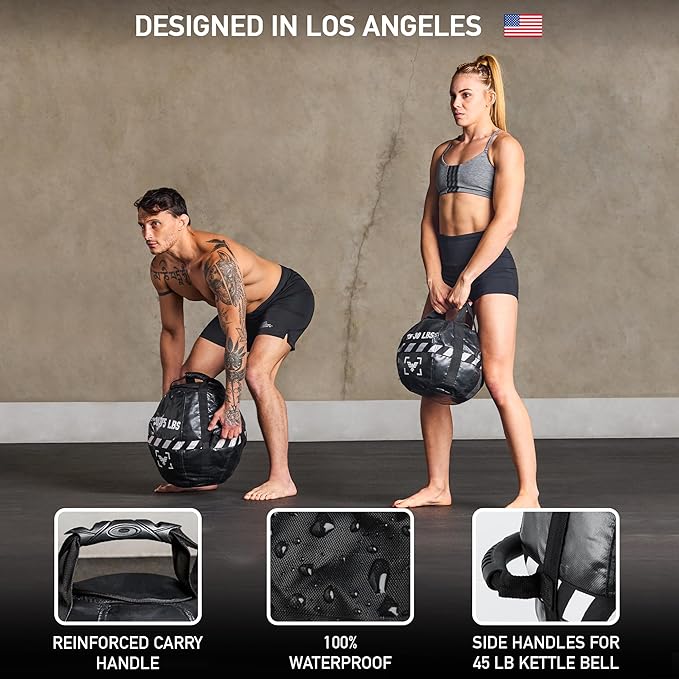 Kettlebell Sandbag - Heavy Duty Sand Weights Bag for Cross Training, Strength Training, Workout, Functional Fitness, Adjustable Weight, Durable Training Equipment for Home & Gym (UN-FILLED)