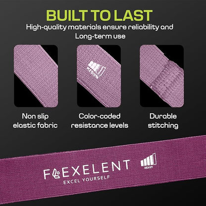 Fabric Resistance Bands for Working Out with 5 Strength Levels - Extra Light to Extra Heavy, Thick Resistance Workout Bands for Legs, Glutes, Hip, Stretching, Strength Training, and Physical Therapy