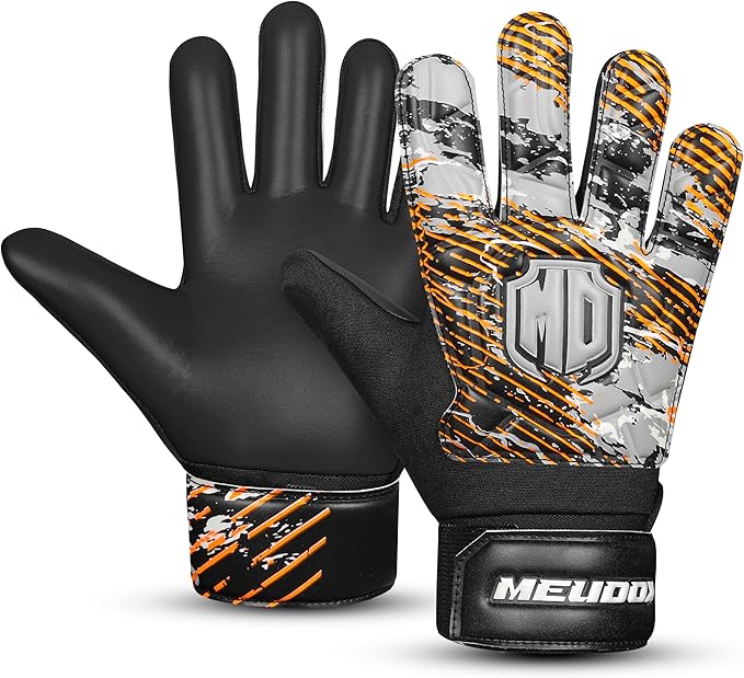 Soccer Goalkeeper Gloves, Double Wrist Protection, Anti-Slip Palm, Youth Kids Size, Black/Yellow/Blue