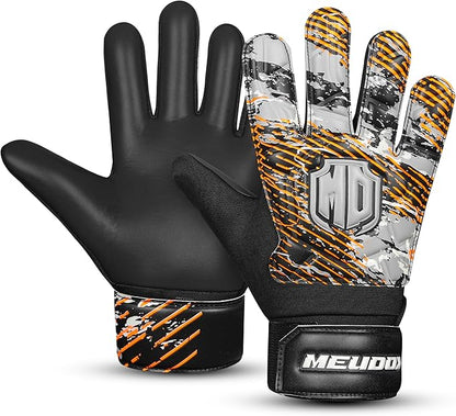 Soccer Goalkeeper Gloves, Double Wrist Protection, Anti-Slip Palm, Youth Kids Size, Black/Yellow/Blue