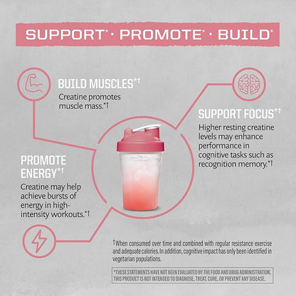 Creatine Monohydrate Powder Micronized PreWorkout Recovery Supplement | Support Muscle Building Strength Training Cognition | Vegan & Keto Friendly Easily Mixes (50 Servings) Raspberry Flavored