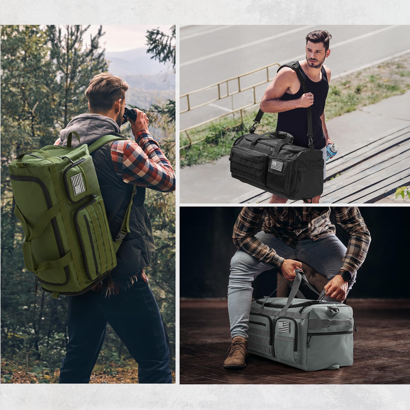 G4Free 3-in-1 Duffle Bag Travel Gym Sports, Large Tactical Duffel Backpack