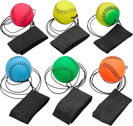 Wrist Baseballs Neon Reactive - 6 Pack - Practice Sports Balls for Fun Outdoor Activity for Kids