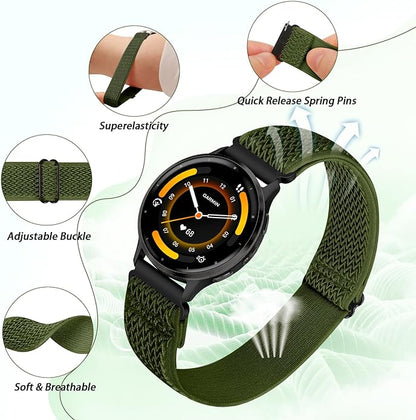 2 Pack Elastic Ankle/Arm Watch Bands Compatible with Garmin Venu 3/Venu 2/Vivoactive 4, Garmin Forerunner 570 47mm/265/255/255 Music, 22mm Sport Nylon Replacement Strap for Amazfit GTR 4/3/2