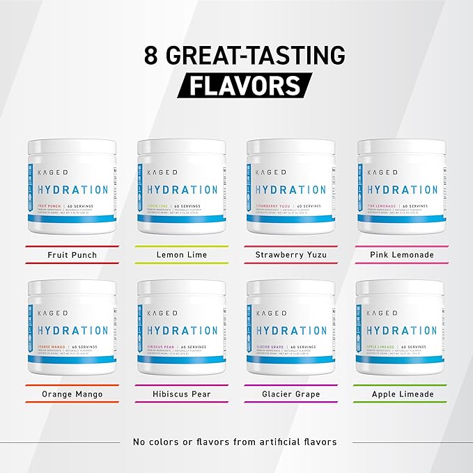 Kaged Hydration Electrolytes Powder | Strawberry Yuzu | Hydra-Charge Sports Drink Mix | Pre, Post, Intra Workout | Low Carb, Vegan, Gluten Free | Supplements for Men & Women | 60 Servings