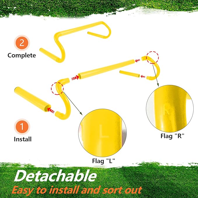 10 Pcs 6" Speed Agility Training Hurdles with 6 Marker Cone Durable Detachable Training Equipments Plyometric All Speed Hurdle for Athletes Soccer Basketball Football Practice