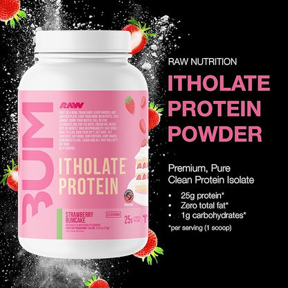 RAW Whey Isolate Protein Powder, Strawberry BumCake (CBUM Itholate Protein) - 100% Grass-Fed Sports Nutrition Powder for Muscle Growth & Recovery - Low-Fat, Low Carb, Naturally Flavored - 25 Servings