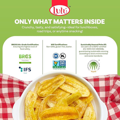 LULU Plantain Chips - Lightly Salted, 30 Individual Bags (2.5 Oz Each) - Crunchy, Delicious, Kosher, Gluten-Free Healthy Snacks - No Preservatives or Artificial Colors, Sustainably Sourced Plantains