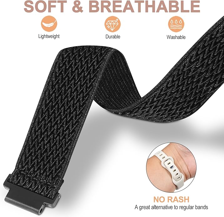 Elastic Nylon Watchband Compatible with Garmin Forerunner 235/220/230/620/630/735XT,Soft Adjustable Sport Stretchy Replacement Strap for Forerunner 235 Lite/Approach S20/S6/S5 Accessory