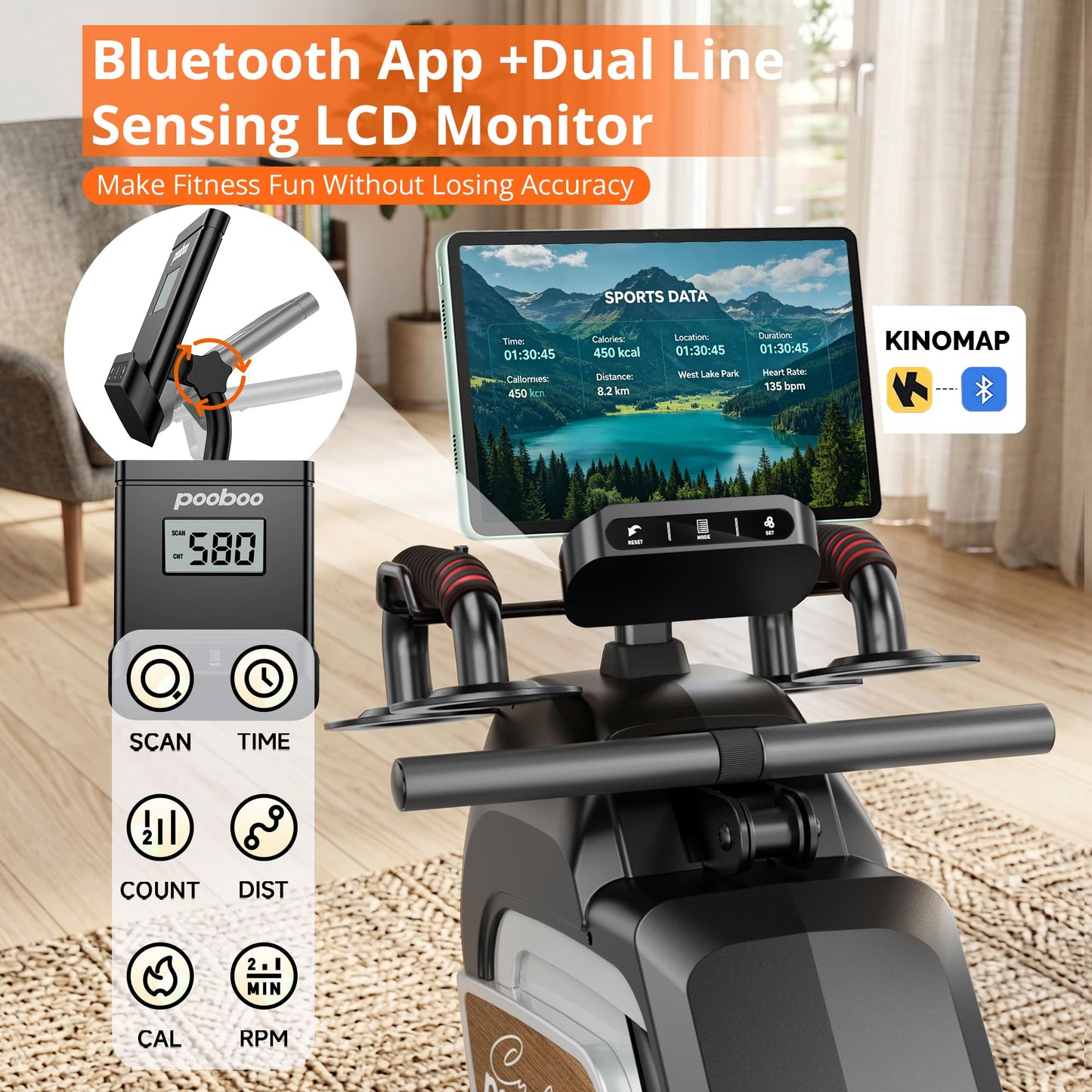 pooboo Rowing Machine for Home, Foldable Magnetic Rowing Machine