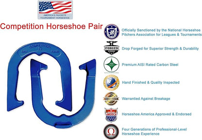 Competition Tournament Pitching Horseshoes - NHPA Sanctioned for Tournament & League Play - Drop Forged Construction - One Pair (2 Shoes)