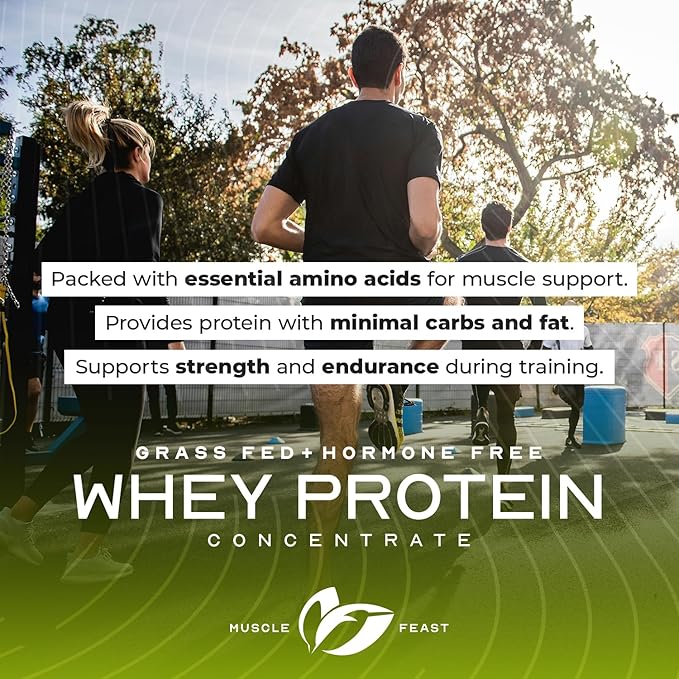 Muscle Feast Grass-Fed Whey Protein Concentrate Powder, All Natural, Hormone Free Pasture Raised Whey Protein Powder for Women & Men, Clean, Non-GMO & Gluten Free Whey Concentrate - Chocolate, 2lb