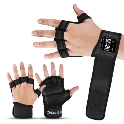Dhabii Workout Gloves for Men & Women, Smartwatch Compatible Ventilated Gym Gloves with Wrist Wrap