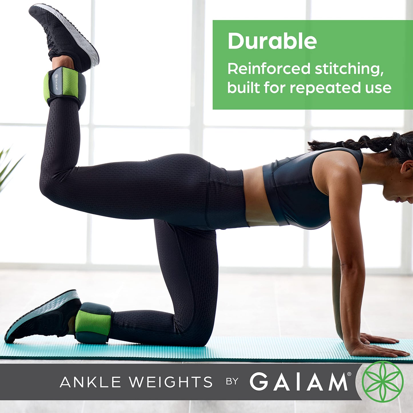 Gaiam Ankle Weights, Adjustable Strap, Set of 2 (10LB)