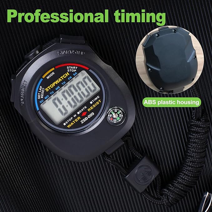 2 Pack Multi-Function Digital Stopwatch Timer, Large Display with Date, Time, and Alarm, Ideal for Sports, Coaches, Fitness, and Referees