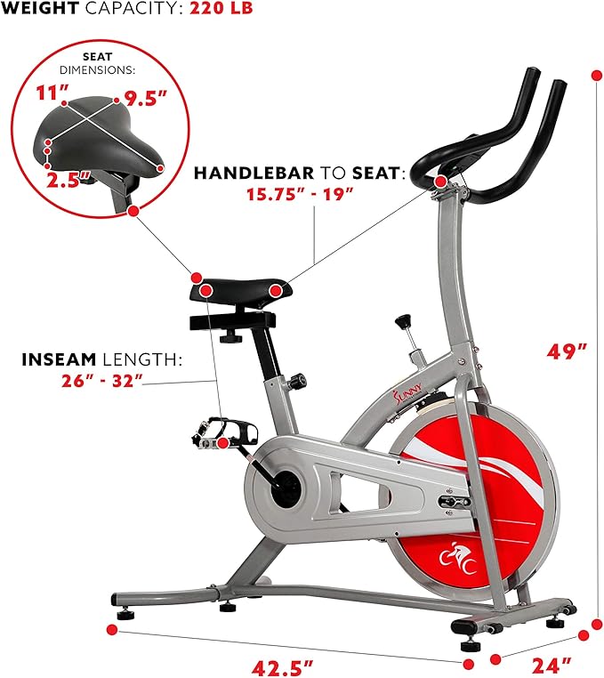 Sunny Health & Fitness ACTIVE Series Smart Exercise Bike with SunnyFit App Connection