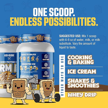 Axe & Sledge Farm Fed 100% Whey Protein Isolate | 25g Protein | Low Carb, Low Sugar, Gluten Free | Protein Powder for Men and Women | Keto | Made in The USA | 28 Servings, Brown Sugar Cinnamon