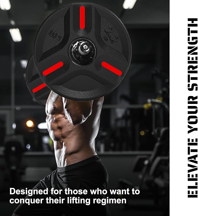 Cast Iron Plate Weights by Tribe WOD- Gym Weights for Men and Women, Cast Iron Plate Weights 1 of 2, Rubber and Steel Weights for Lifting (1 Plate)