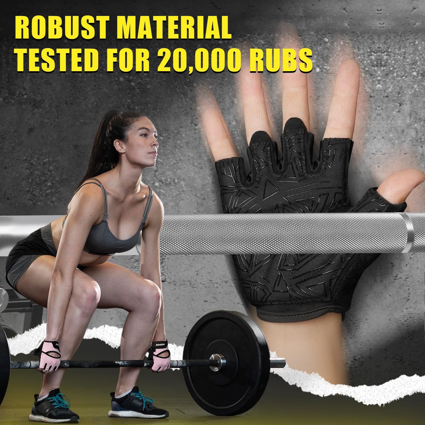 HOZMOZ Ventilated Weight Lifting Gloves, Thick Padded Workout Gym Gloves with Full Palm Protection