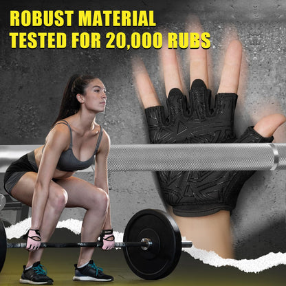HOZMOZ Ventilated Weight Lifting Gloves, Thick Padded Workout Gym Gloves with Full Palm Protection