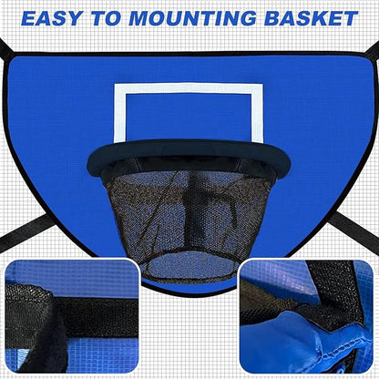 Trampoline Basketball Hoop with Pump and Mini Ball, Waterproof, Sunscreen Soft Materials, Easy to Assemble Sturdy for Dunk Fit, Trampoline Accessory
