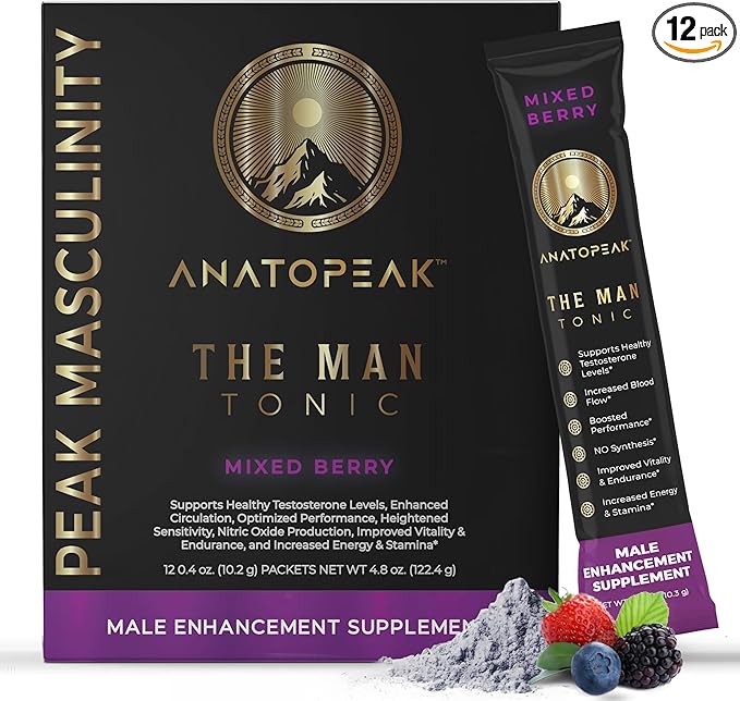 Titan Tonics ANATOPEAK Vitality Support Supplement ??Natural Performance Blend with Nitrosigine, L-Citrulline, Horny Goat Weed & Tongkat Ali ??for Energy, Stamina & Wellness ??12 Stick Packs