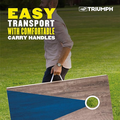 Triumph Sports LED 2x4 Cornhole Boards - Caddy set and Grey and Blue