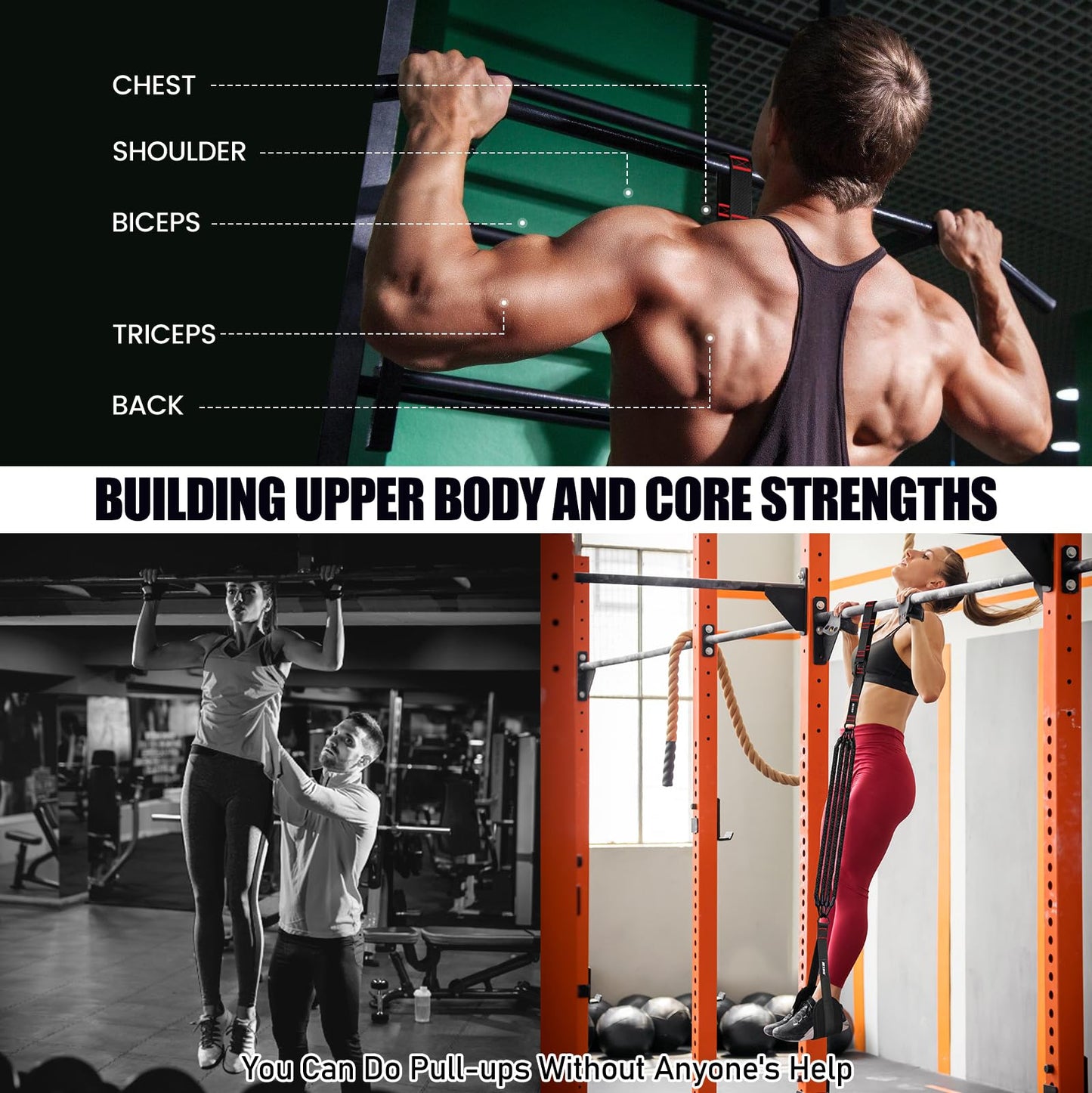 Pull Up Assistance Bands 260lbs, Heavy Pull Up Bands Resistance Bands for Pull Ups Working Out with