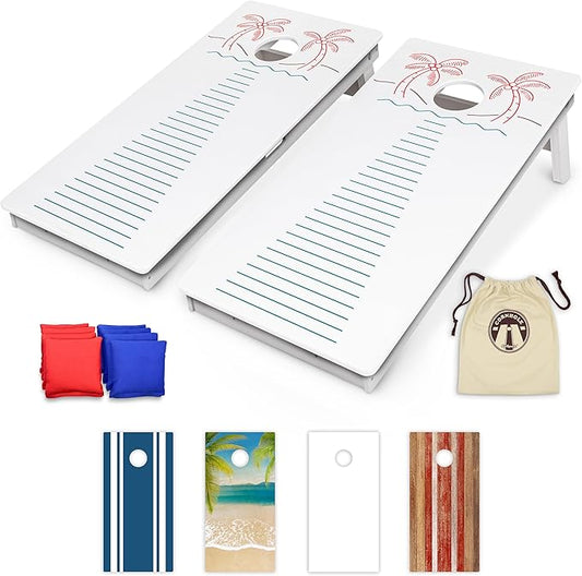 GoSports 4 x 2 ft Resort Collection All Weather Cornhole Boards - Choose Rustic, Beach, White DIY