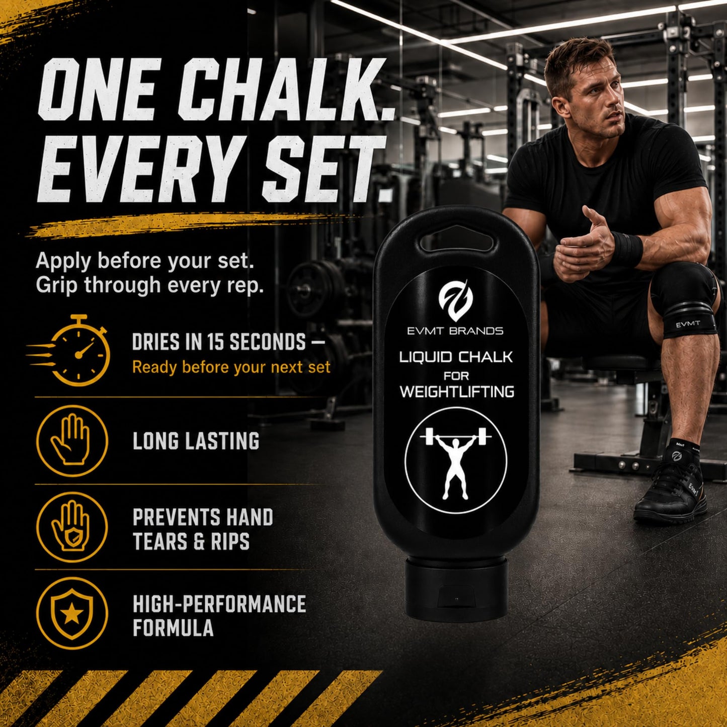 EVMT Liquid Chalk 2 Pack – Weightlifting Chalk for Powerlifting & Deadlift