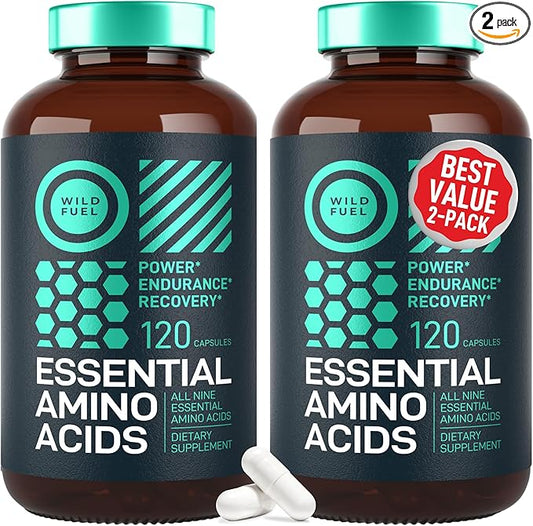 WILD FUEL Essential Amino Acids Supplement for Women and Men - All 9 BCAAs Amino Acid Complex for